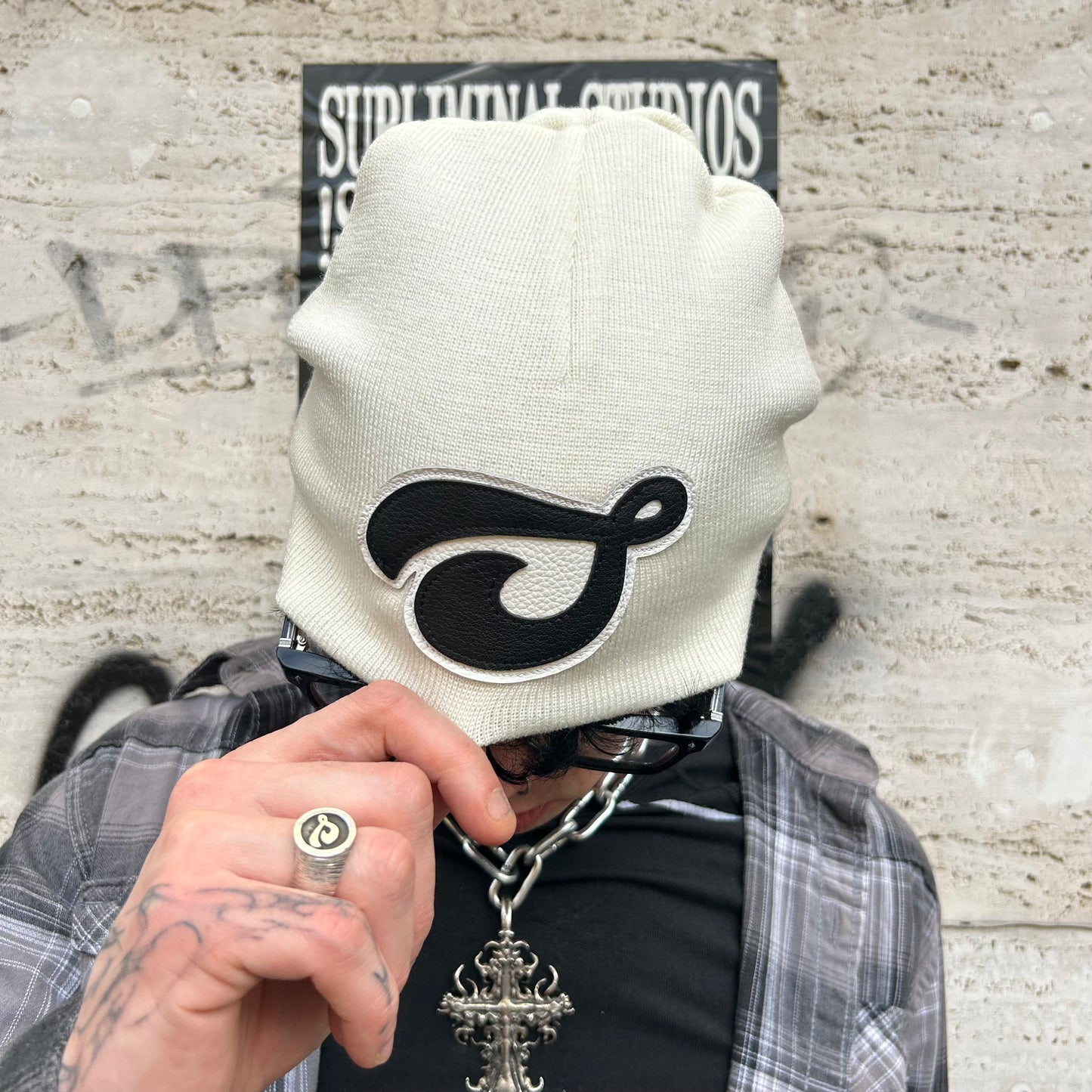 Subliminal Studios Leather Patches Wool Beanies