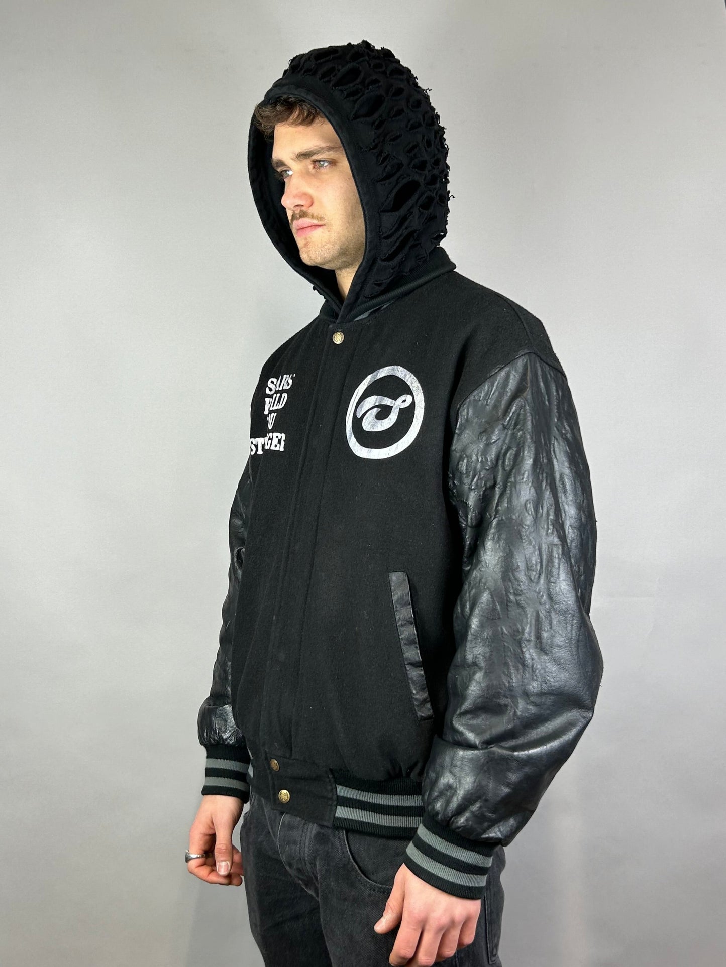 Hybrid Hooded Varsity Jacket